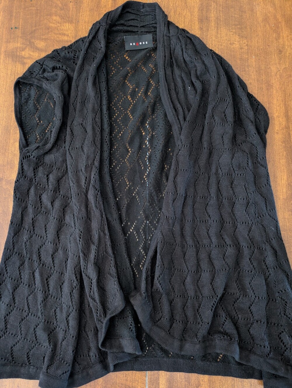Vintage Y2K Access Black Crochet Open Cardigan